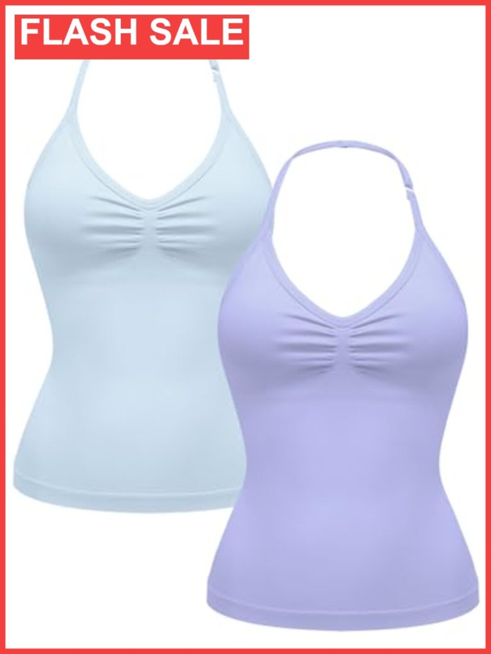Seamless Halter Workout Tank Top V Neck Backless Padded Yoga